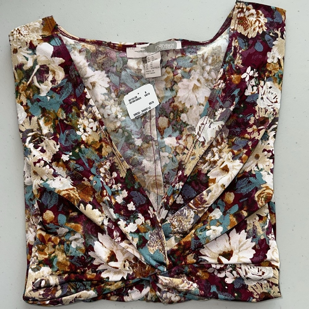 New with tag FOREVER 21 Multicolor Floral Long Sleeve Dress Size XL. - Picture 15 of 15